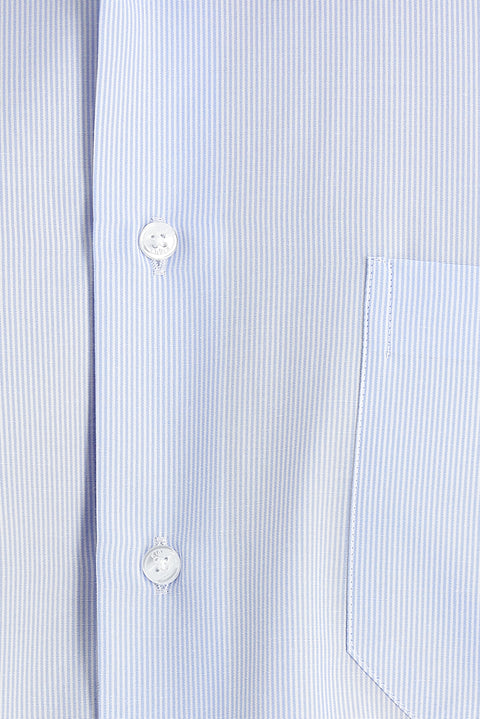 Mavi Uzun Kol Regular Fit Çizgili Pamuklu Gömlek