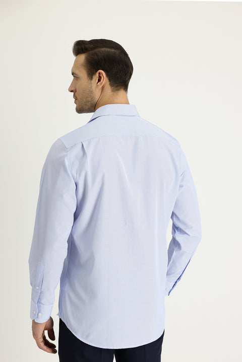 Mavi Uzun Kol Regular Fit Çizgili Pamuklu Gömlek