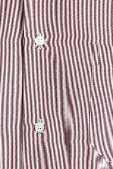 Koyu Kırmızı Uzun Kol Regular Fit Çizgili Pamuklu Gömlek