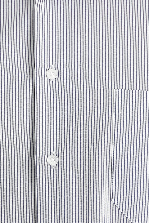 Koyu Lacivert Uzun Kol Regular Fit Çizgili Gömlek