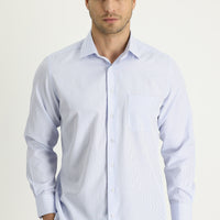 Mavi Uzun Kol Regular Fit Çizgili Pamuklu Gömlek