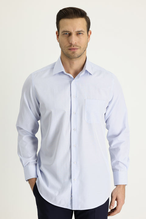 Mavi Uzun Kol Regular Fit Çizgili Gömlek