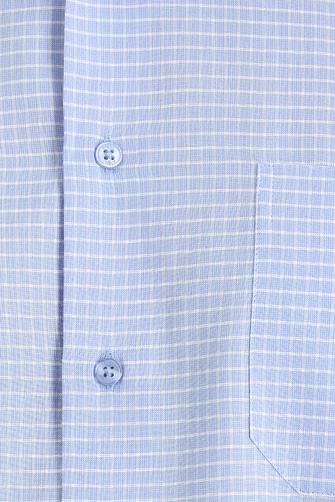 Açık Mavi Uzun Kol Regular Fit Ekose Gömlek