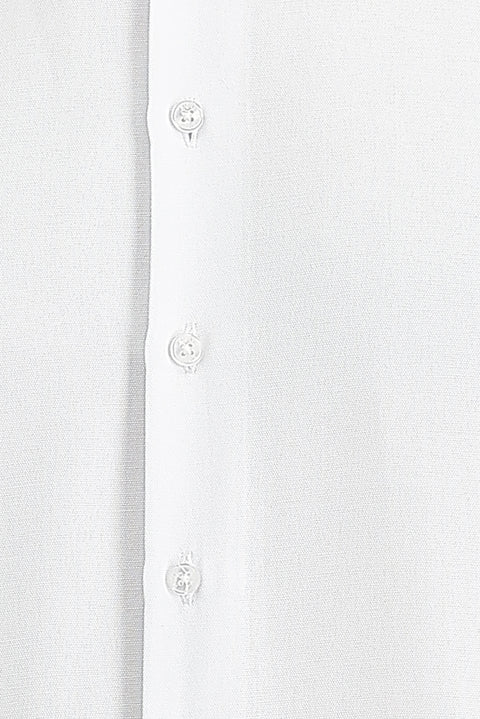 Beyaz Uzun Kol Manşetli Klasik Pamuklu Gömlek