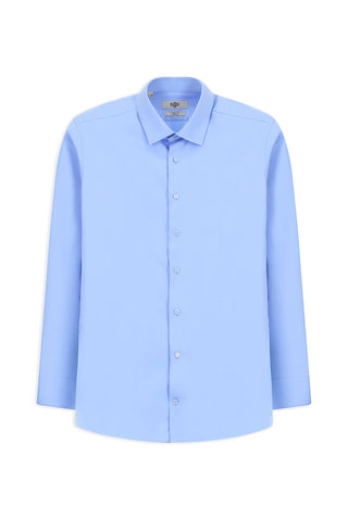  Aç?k Mavi Uzun Kol Slim Fit Dar Kesim Su ?tici Leke Tutmaz 4 Mevsim Klasik Pamuk Gömlek-Ki??l?