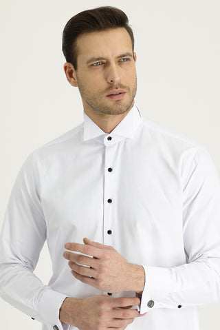  Beyaz Ata Yaka Klasik Pamuklu Kolay Ütülenebilir Gömlek