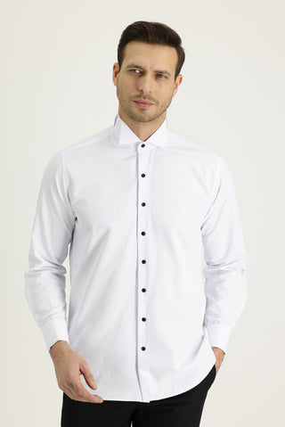  Beyaz Ata Yaka Klasik Pamuklu Kolay Ütülenebilir Gömlek