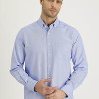 Sky Blue Long Sleeve Regular Fit Oxford Cotton Shirt
