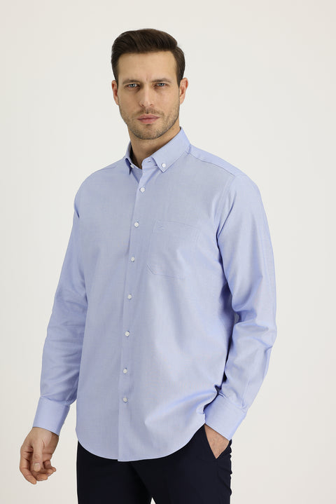 Sky Blue Long Sleeve Regular Fit Oxford Cotton Shirt