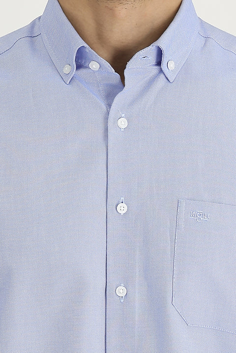 Sky Blue Long Sleeve Regular Fit Oxford Cotton Shirt