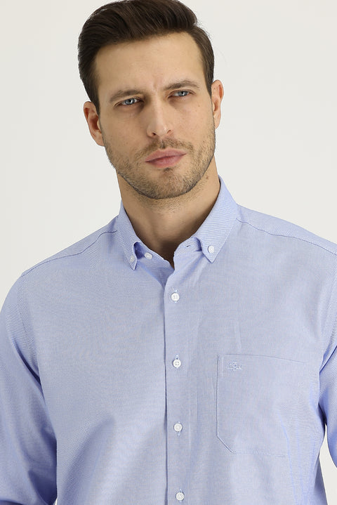 Sky Blue Long Sleeve Regular Fit Oxford Cotton Shirt
