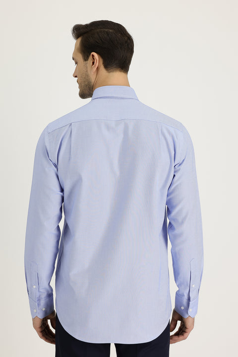 Sky Blue Long Sleeve Regular Fit Oxford Cotton Shirt