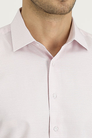  Açık Kırmızı Uzun Kol Slim Fit Dar Kesim Desenli Gömlek
