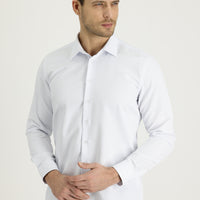 Beyaz Uzun Kol Slim Fit Dar Kesim Desenli Pamuklu Kolay Ütülenebilir Gömlek