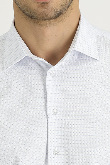  Beyaz Uzun Kol Slim Fit Dar Kesim Desenli Pamuklu Kolay Ütülenebilir Gömlek