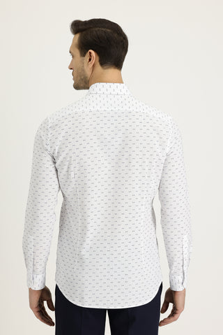  Orta Lacivert Uzun Kol Slim Fit Dar Kesim Desenli Pamuklu Kolay Ütülenebilir Gömlek