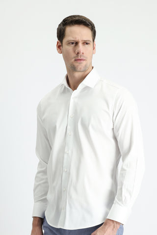  Beyaz Uzun Kol Slim Fit Dar Kesim Pamuk Gömlek