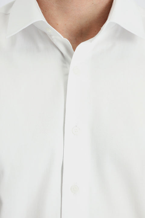 Beyaz Uzun Kol Slim Fit Dar Kesim Klasik Su İtici Leke Tutmaz 4 Mevsim Pamuk Gömlek