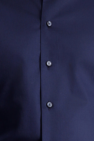 Koyu Lacivert Uzun Kol Slim Fit Dar Kesim Klasik Pamuk Gömlek