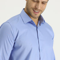 Açık Mavi Uzun Kol Slim Fit Dar Kesim Non Iron Pamuklu Gömlek