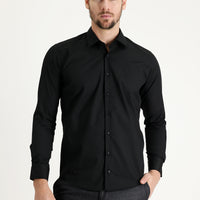 Black Long Sleeve Slim Fit Cotton Shirt