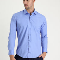 Aqua Mavisi Uzun Kol Slim Fit Dar Kesim Gömlek