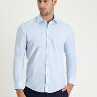 Uçuk Mavi Uzun Kol Slim Fit Dar Kesim Klasik Pamuklu Gömlek