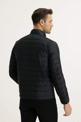  Siyah Slim Fit Dar Kesim Kapitone Spor Mont