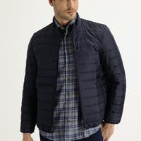 Orta Lacivert Slim Fit Dar Kesim Kapitone Spor Mont