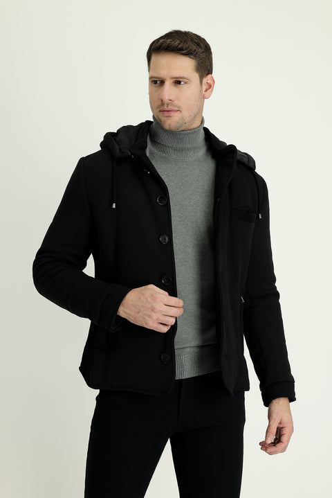 Black Hooded Sport Jacket