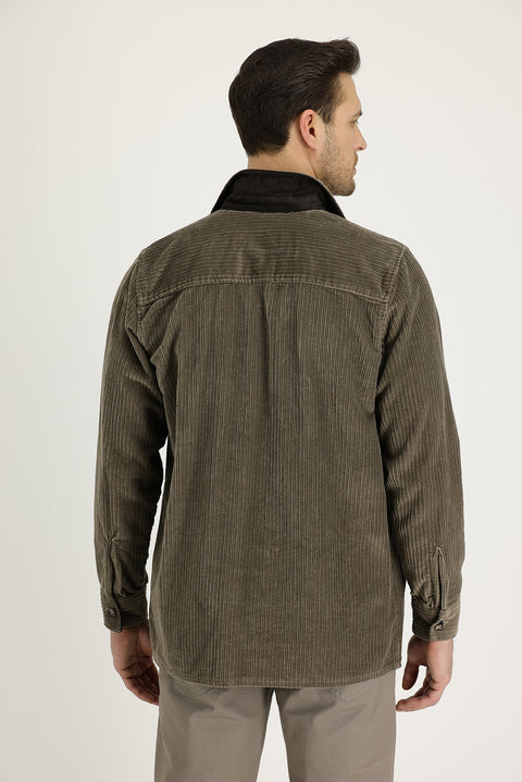 Orta Vizon Slim Fit Dar Kesim Shacket Pamuk Gömlek / Pamuk Mont