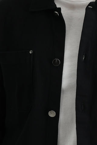  Siyah Slim Fit Dar Kesim Shacket Gömlek / Mont