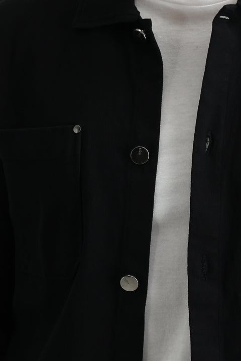 Siyah Slim Fit Dar Kesim Shacket Gömlek / Mont