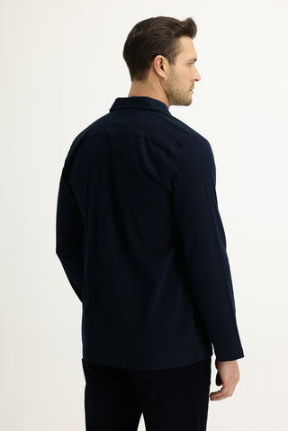  Koyu Lacivert Slim Fit Dar Kesim Shacket Gömlek / Mont