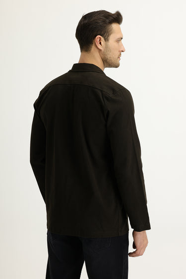 Koyu Kahve Slim Fit Dar Kesim Shacket Gömlek / Mont