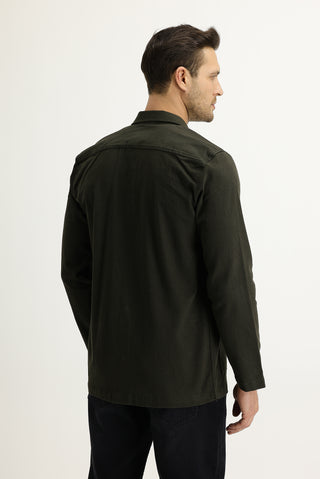  Asker Haki Slim Fit Dar Kesim Shacket Gömlek / Mont