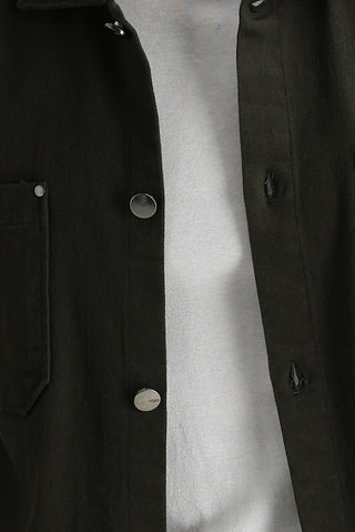  Asker Haki Slim Fit Dar Kesim Shacket Gömlek / Mont