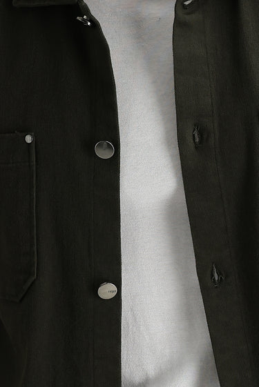 Asker Haki Slim Fit Dar Kesim Shacket Gömlek / Mont