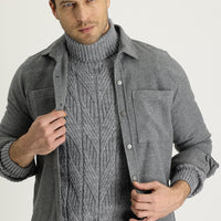 Orta Gri Slim Fit Dar Kesim Shacket Gömlek / Mont