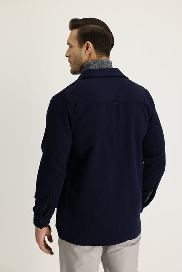 Koyu Lacivert Slim Fit Dar Kesim Shacket Gömlek / Mont
