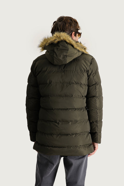 Orta Haki Kapüşonlu Şişme Spor Kaban