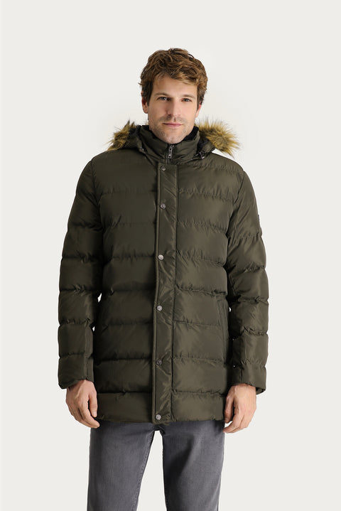 Orta Haki Kapüşonlu Şişme Spor Kaban