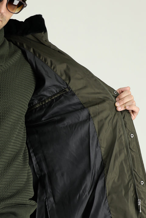 Orta Haki Kapüşonlu Şişme Spor Kaban