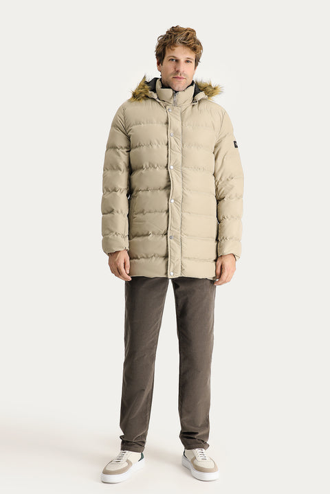 Orta Vizon Kapüşonlu Şişme Kaban