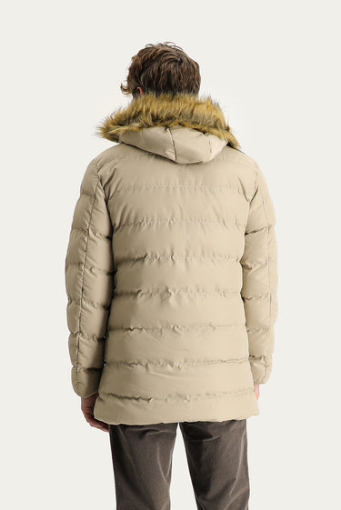 Orta Vizon Kapüşonlu Şişme Kaban