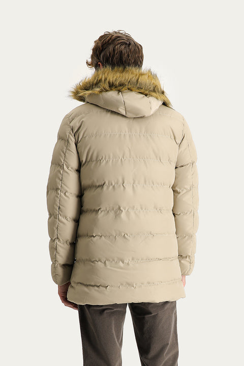 Orta Vizon Kapüşonlu Şişme Kaban