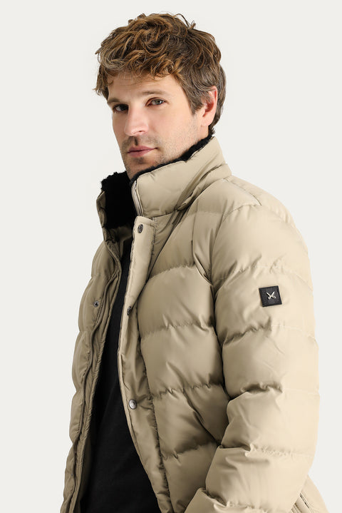 Orta Vizon Kapüşonlu Şişme Kaban