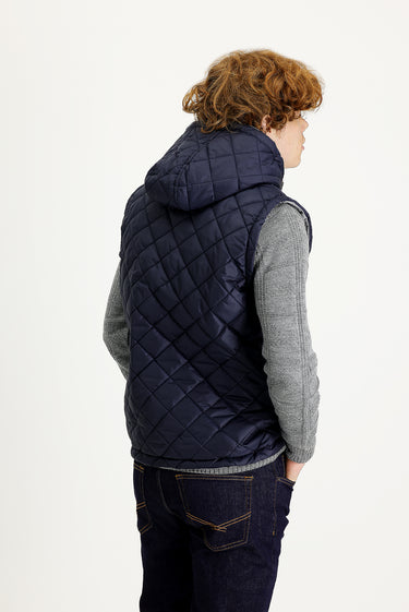 Orta Lacivert Slim Fit Dar Kesim Yelekli Kaban