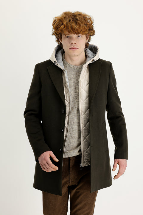 Military Khaki Slim Fit Narrow Cut Vest Coat