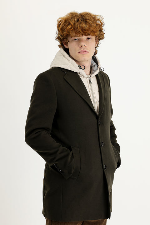Military Khaki Slim Fit Narrow Cut Vest Coat